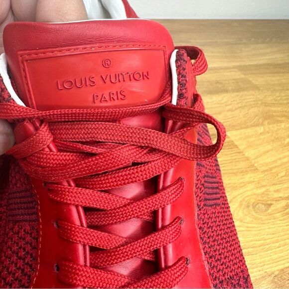 Louis Vuitton Run Away Damier Mens Red Sneakers - Picture 8 of 15